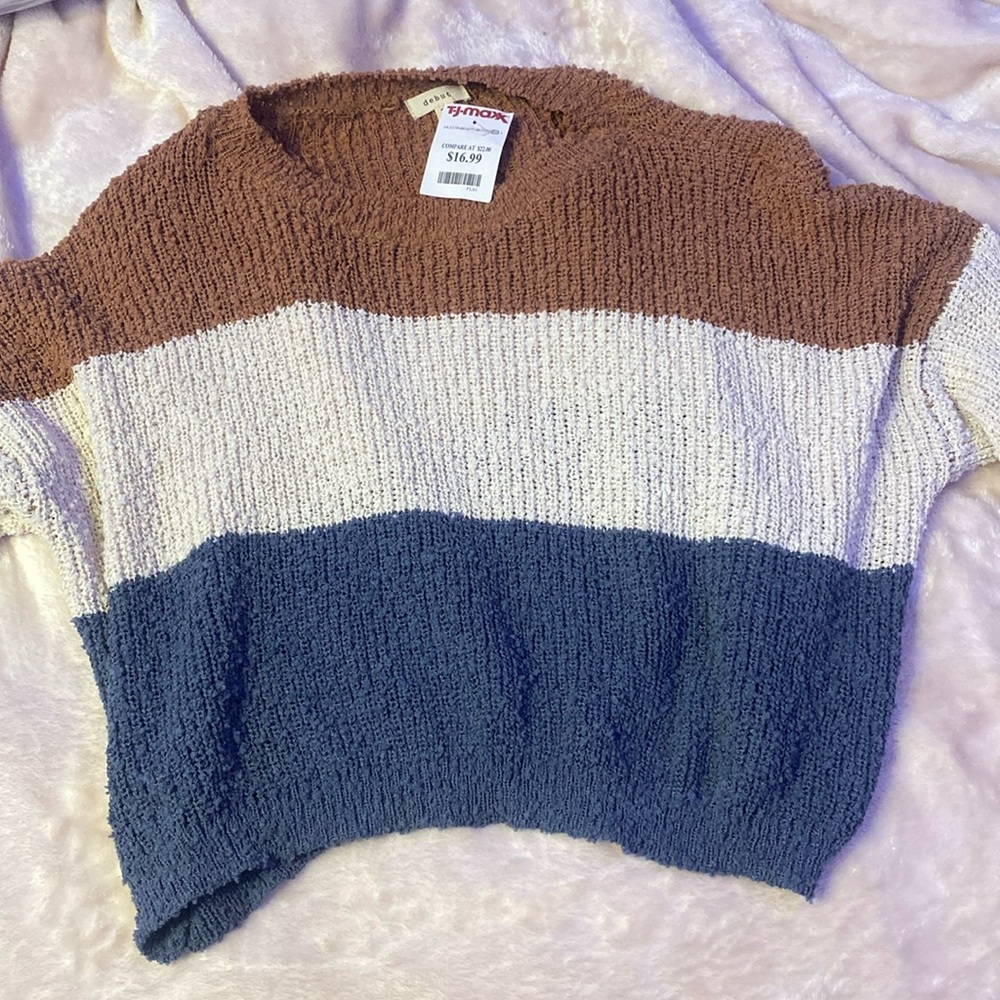 Brown,Cream, and navy blue sweater,Medium from TJ Maxx